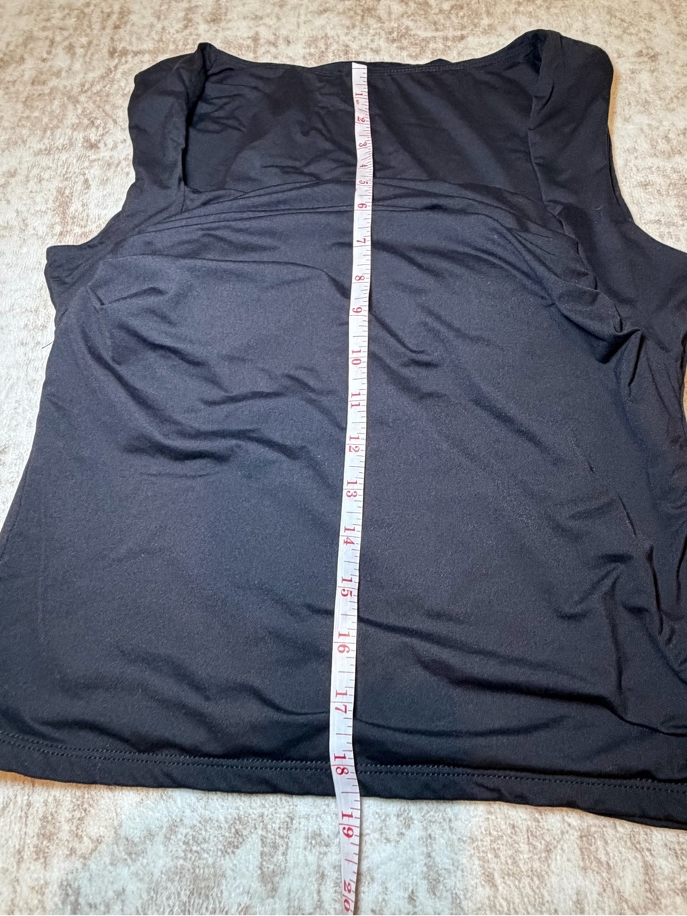 Black Ruched Square Neck Sleeveless Top Women’s Large - Picture 5 of 5
